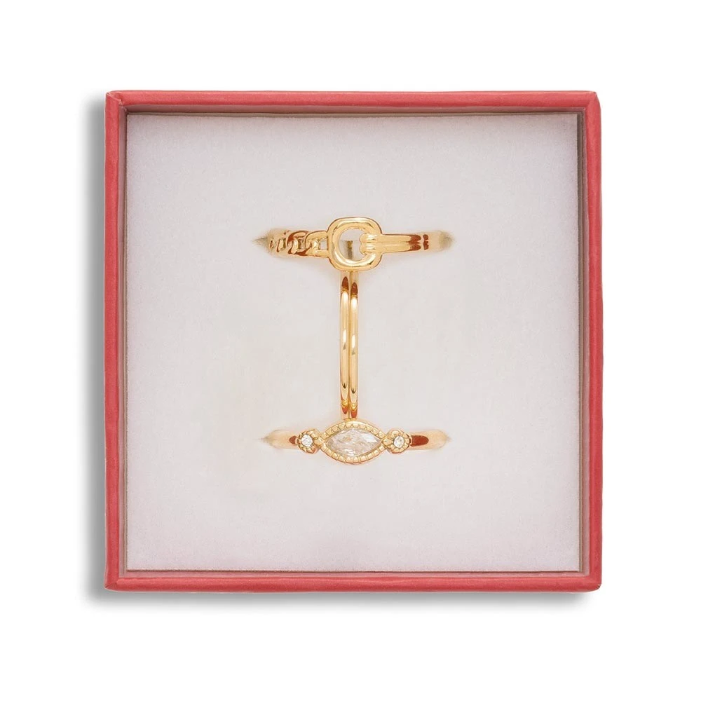 Set De Bagues Fines Cristal Et Maillon (doré) 7 Set De Bagues Fines Cristal Et Maillon (doré) – Image 5