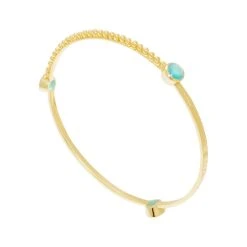 Set De Joncs Multi Pierres (aqua) -Jollia Soldes Magasin set jonc bracelet pierre aqua bleu azuni 3