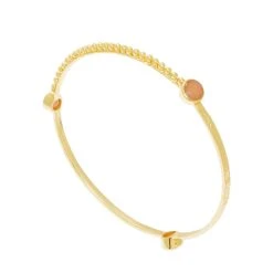 Set De Joncs Multi Pierres (pierre De Lune Rose) -Jollia Soldes Magasin set jonc bracelet pierre rose plaque or azuni 1