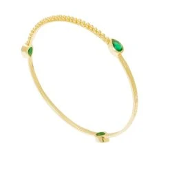 Set De Joncs Multi Pierres (calcédoine) -Jollia Soldes Magasin set jonc bracelet pierre vert plaque or azuni 1