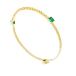 Set De Joncs Multi Pierres (calcédoine) -Jollia Soldes Magasin set jonc bracelet pierre vert plaque or azuni 2