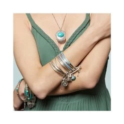 Bracelet Semainier Wax (turquoise/argenté) -Jollia Soldes Magasin shabada bijoux argente