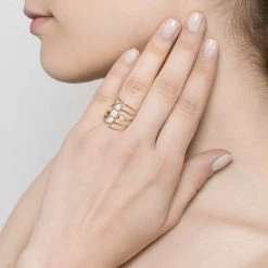 Bague Multi-rangs Nacre (doré) -Jollia Soldes Magasin siloe bague multirang nacre dsc5221