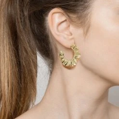 Créoles Martelées Et Dentelées (doré) -Jollia Soldes Magasin siloe creole dentele martele dsc5207