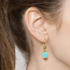 Créoles Médaille Nacre (turquoise) -Jollia Soldes Magasin siloe creole medaille turquoise dsc5123