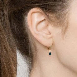 Puces Pendentif Goutte Bleue (plaqué Or) -Jollia Soldes Magasin siloe puce goutte bleue dsc5146