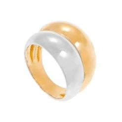 Bague Double Anneaux Bicolore (argent/plaqué Or)
