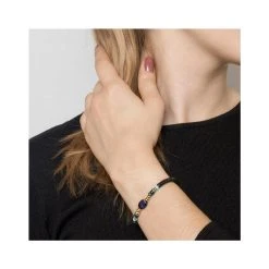 Bracelet Perles Noir Et Bleu (doré) -Jollia Soldes Magasin zag pierre bleu noir
